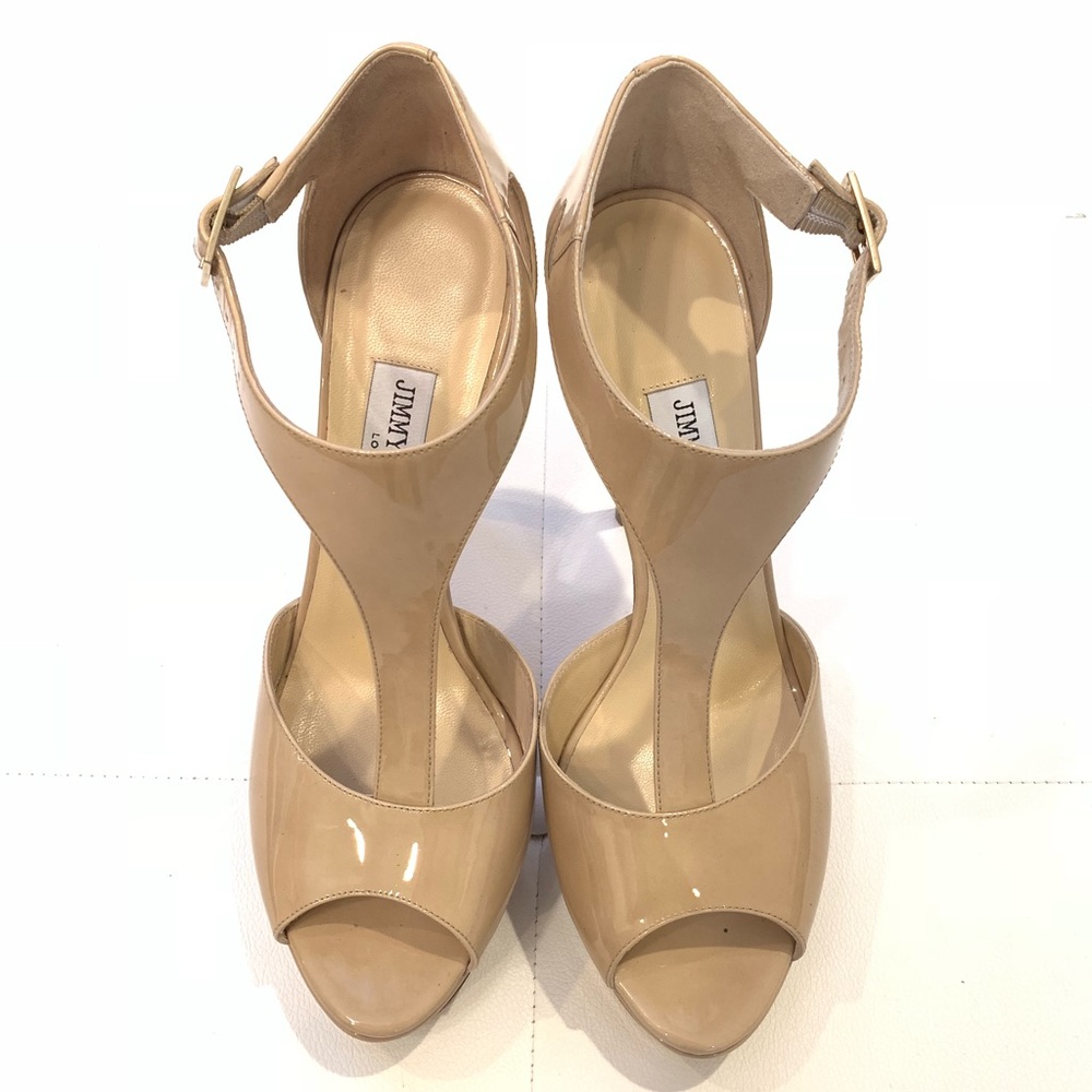 JIMMY CHOO Nude Platform Heels Sz 40